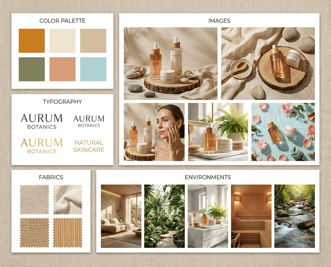 Aurum 1 Firefly Gemini Flash make a mood board with color palette typography images fabrics environments 962738 1