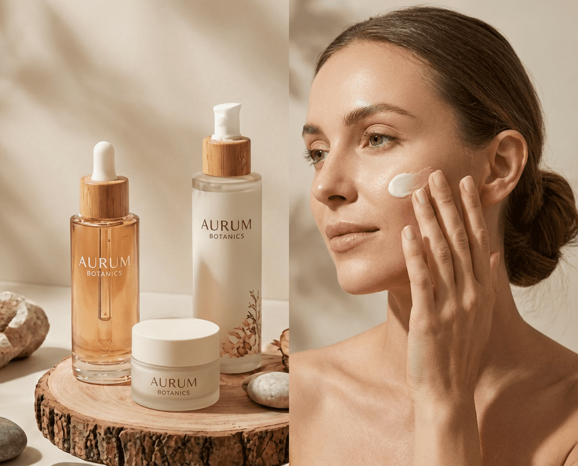 Aurum 5 Firefly create a brand product image using this picture with a person on her face using it 962738